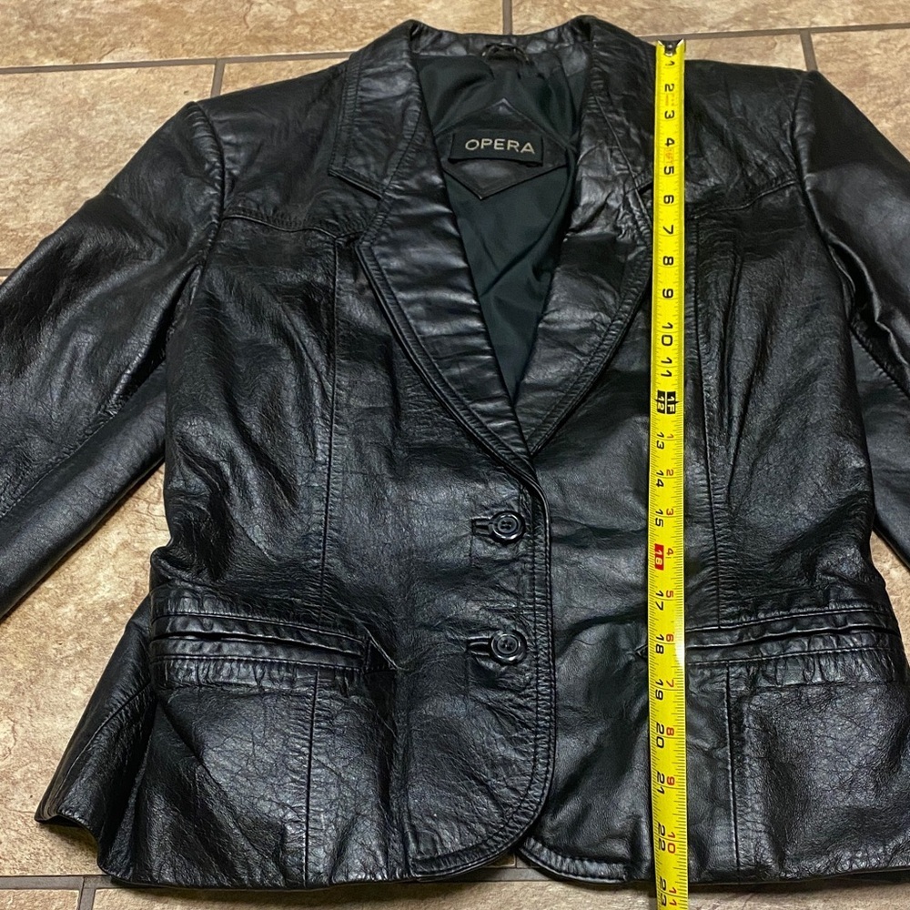Women's  Black Leather Jacket Quiet Luxury Outdoor XS/XXS Classic Timeless - Picture 5 of 10